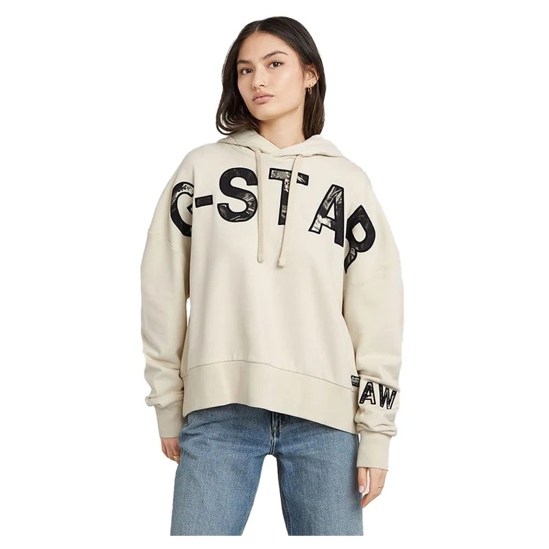G-Star Women's Embro Print Oversized Hoodie, White (chalk D25046-D589-127), M