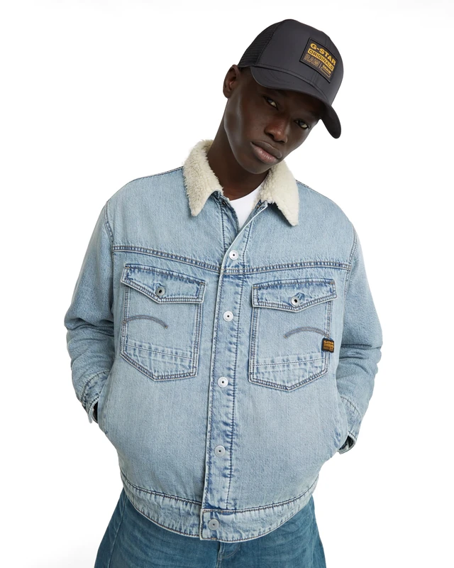 G-Star Men's Dakota Sherpa Jacket, Blue (sun faded cloudburst D25138-D536-G339), L