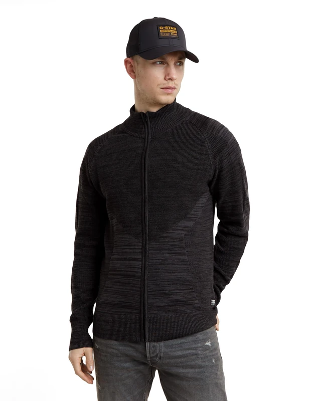 G-Star Men's 3D Biker Zip Through Knitted Sweater, Multicolour (dk black/asfalt D25070-C259-7242), L
