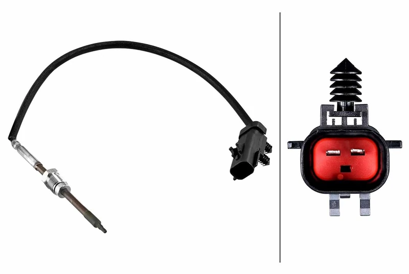 HELLA 6PT 010 376-921 Sensor, exhaust gas temperature - 2-pin connector - Bolted - Cable: 320mm