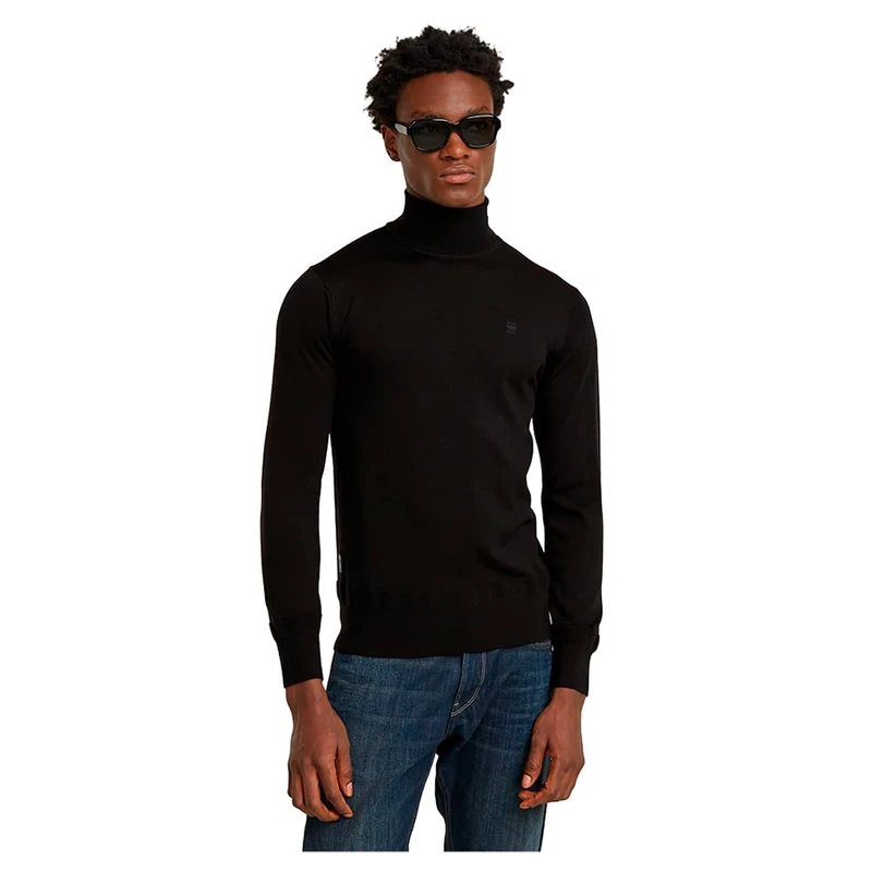 G-Star Men's Premium Core Turtle Knitted Sweater, Black (dk black D25177-D847-6484), XS