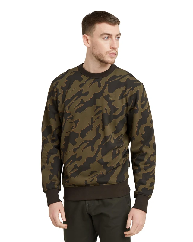 G-Star Men's Island Camo Sweater, Multicolour (shadow olive island camo D25104-D325-G739), XL