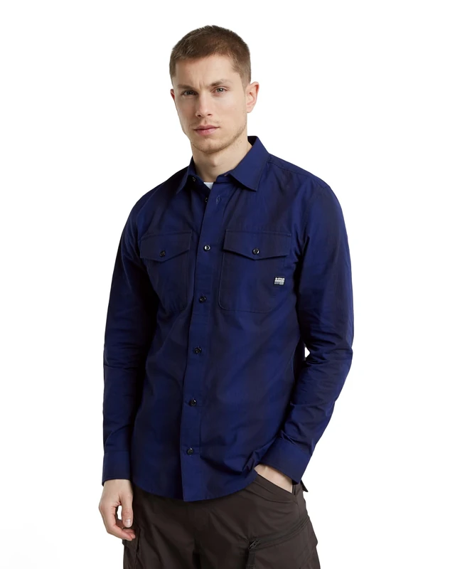 G-Star Men's Marine Slim Shirt, Multicolour (dk black shadow stripe D24963-D744-G712), XXL