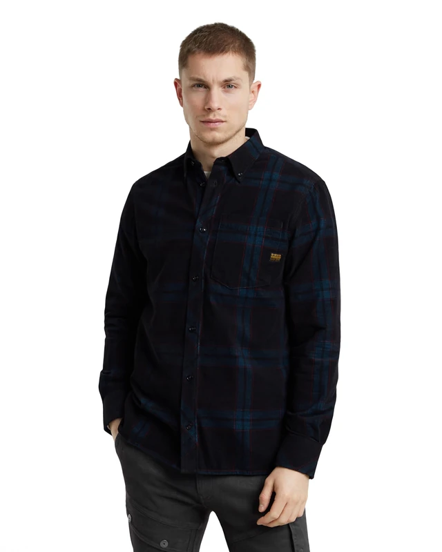 G-Star Men's One Pocket Regular Shirt, Multicolour (dk black hank check D24292-C549-G714), L