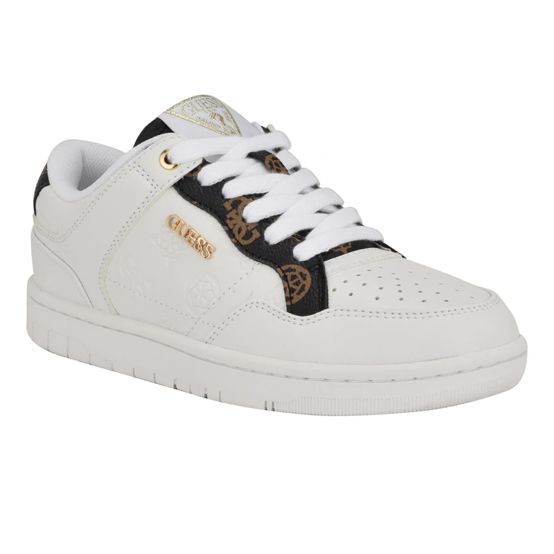 Guess Women's Rubinn Sneaker, White/Brown 141, 4 UK