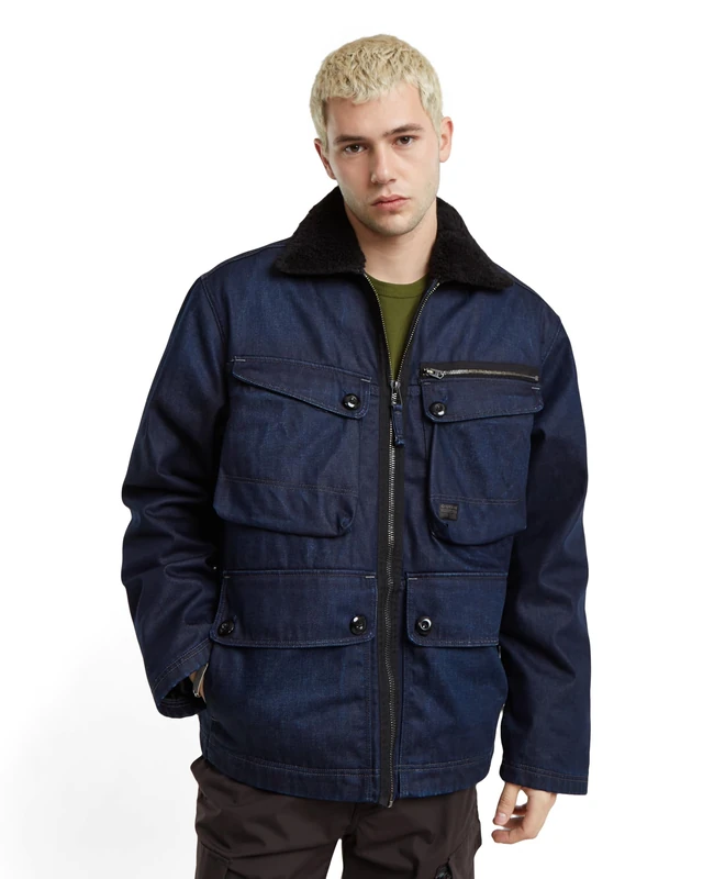 G-Star Men's Utility Sherpa Jacket, Blue (worn in deep frisian night D25180-4639-G831), XS