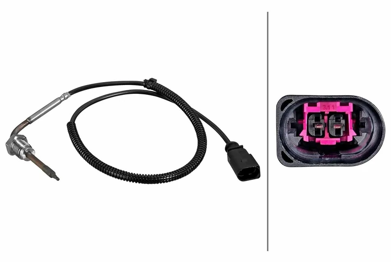 HELLA 6PT 010 376-801 Sensor, exhaust gas temperature - 2-pin connector - Bolted - Cable: 550mm