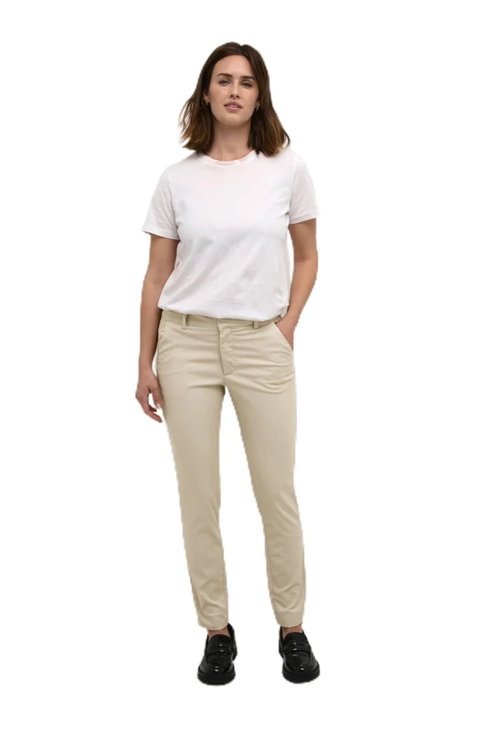 KAFFE Women's Casual Kalea Damen Chino Hose Elegant Klassische Stoffhose, Feather Gray 36 Pants, 10