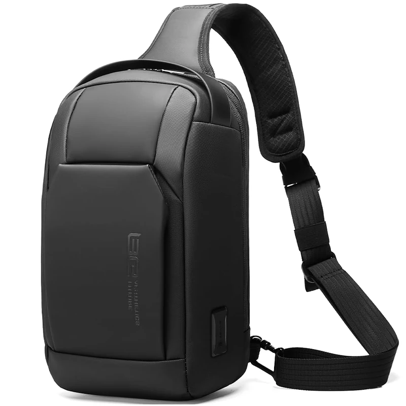 BANGE Man Sling Bag,Mens Sling Bags Crossbody, Black, M