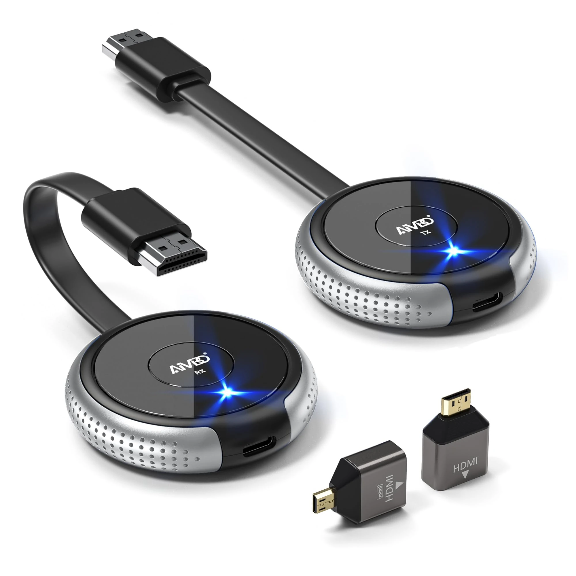 Wireless HDMI Transmitter and Receiver 4K, AIMIBO HDMI Wireless Extender 5.8G, Plug and Play, 50M/165FT Streaming Media Video Audio File for Laptop, DSLR, Box, PC, Phone to Monitor, HDTV, Projector