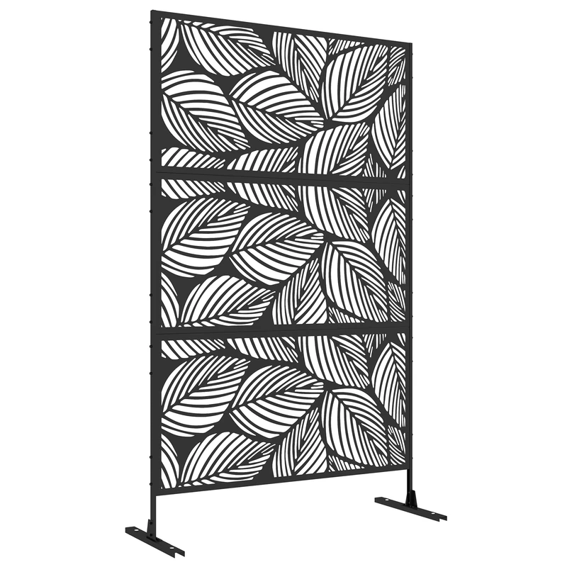 Outsunny 6.5FT Decorative Outdoor Privacy Screen - Black Metal