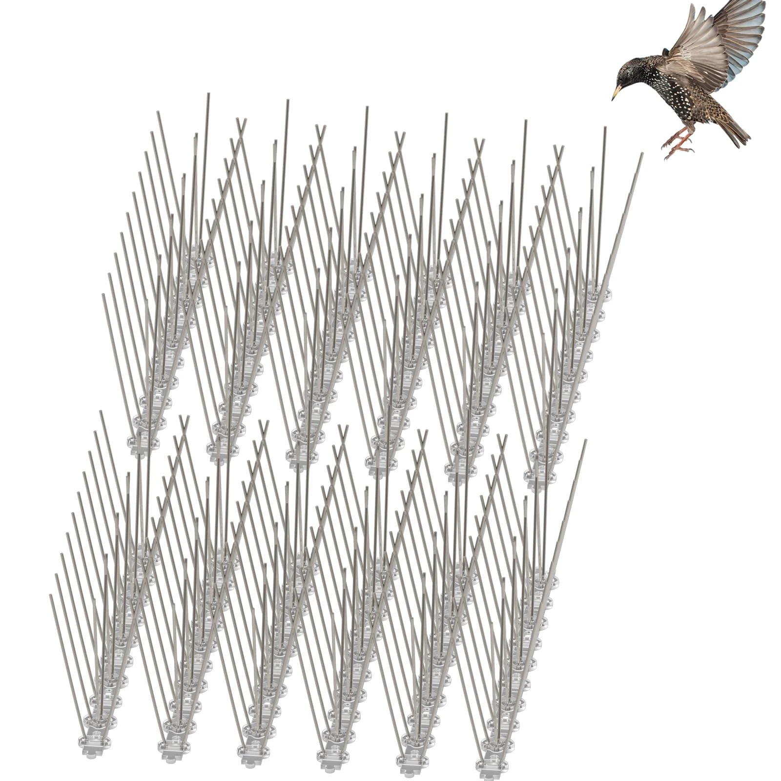 YODEN Bird Spikes (12 Pack) Stainless Steel Pigeon Spikes Powerful Deterrent To Birds, Crows And Woodpeckers, For Gardens And Windows Per Piece25 Cm