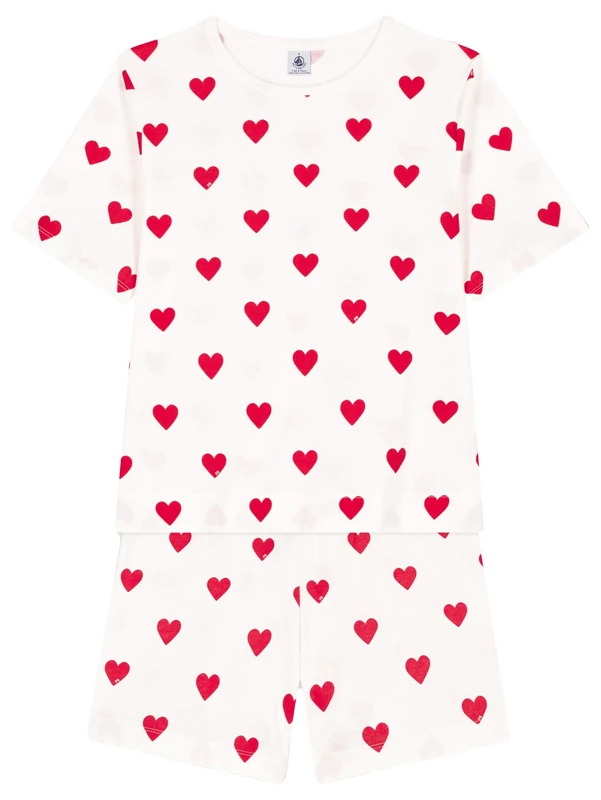 Petit Bateau A0B5V Short Sleeve Pyjacurt Women's Marshmallow / Terkuit S