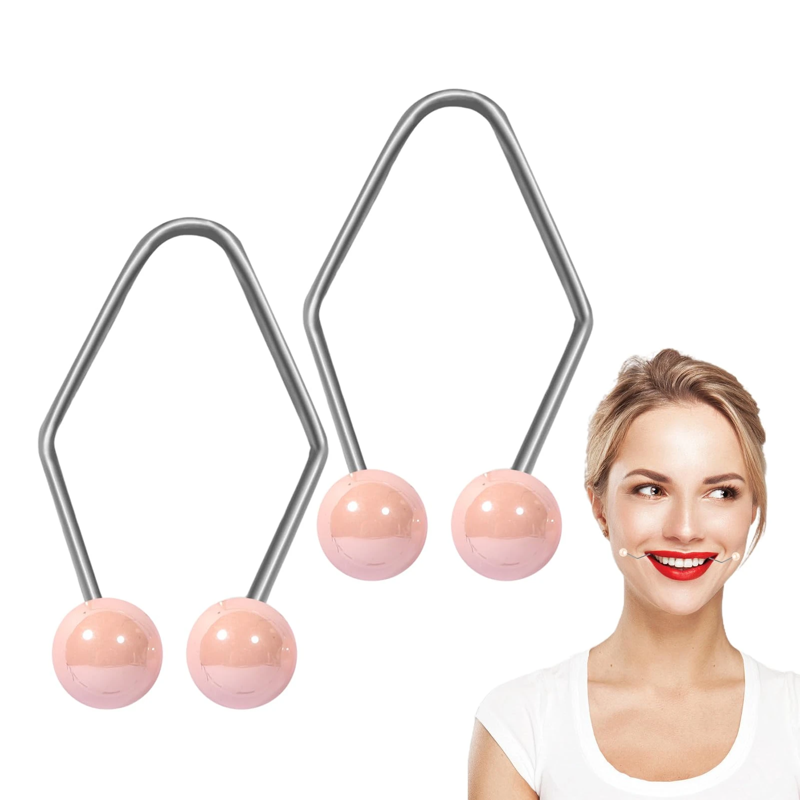 YUNFANG 2 Pairs Dimple Maker Natural Smile Trainers Tool Face Muscle Trainer Facial Beauty Training Tool Smile Beauty Exerciser Natural Smile Exercise Facial Toning Equipment Easy to Wear