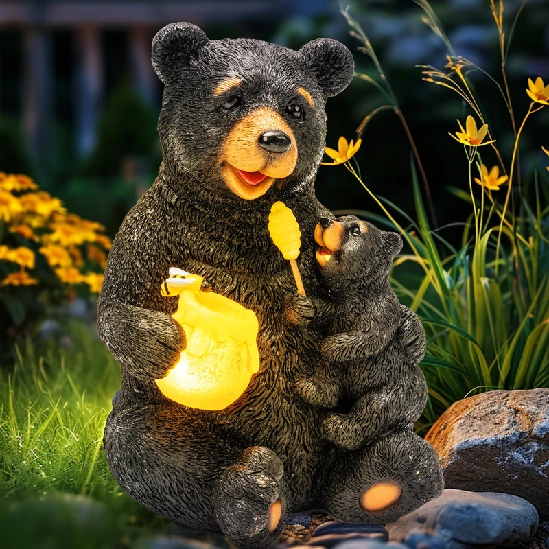 GIGALUMI Mum Gifts for Mothers Day, Solar Garden Statues Loving Bear Figurine, Gifts for Mom, Women, Lights for Outdoor, Yard, Garden Decor Unique Housewarming Gift