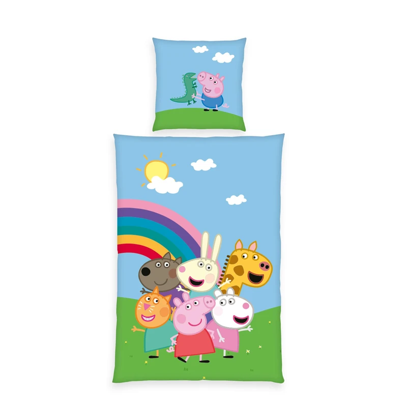 Herding Peppa Pig Bed Linen, Pillowcase Approx. 80 x 80 cm, Duvet Cover Approx. 135 x 200 cm, with Smooth Zip, 100% Cotton/Renforcé