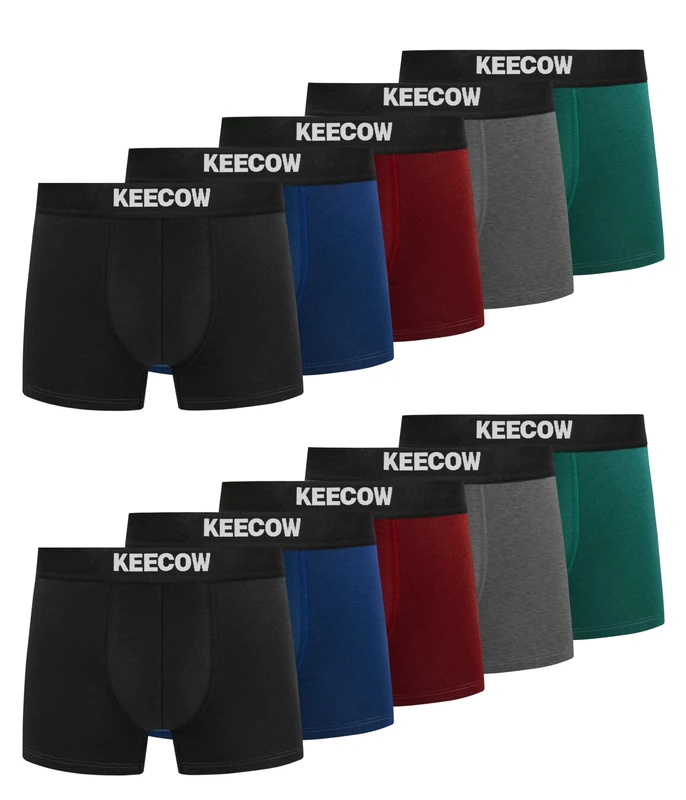 Bobelle Boxers for Men Underwear 10 Pack Comfortable No Itchy Labels, Soft Cotton Underpants with Elastic Waistband (Black, Blue, Red, Grey, Green, XL)