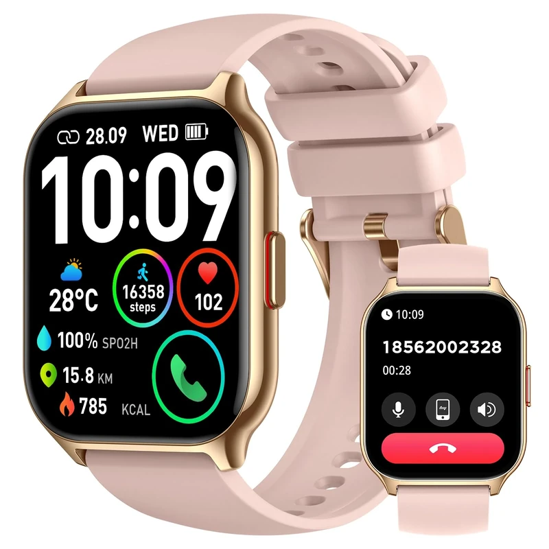 SKG Smartwatch Men Women Fitness Tracker with Phone Function/Message Reminder, 1.95 Inch Watches Men's Fitness Watch Sleep Monitor, Sports Watch 120+ Sports Modes IP68 Waterproof, V7 2024 New Model, - Image 1