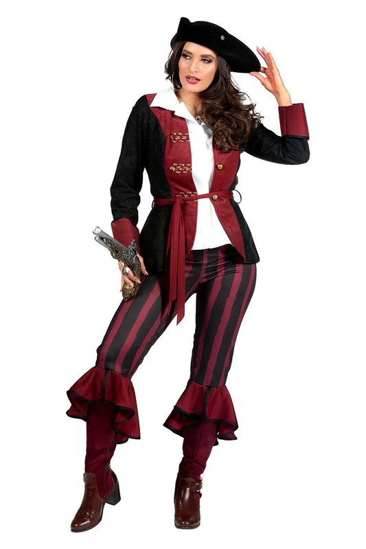 WILBERS & WILBERS 4806 Women's Pirate Costume with Coat, Trousers, Belt, Pirate Outfit for Carnival, Theme Party - Image 1