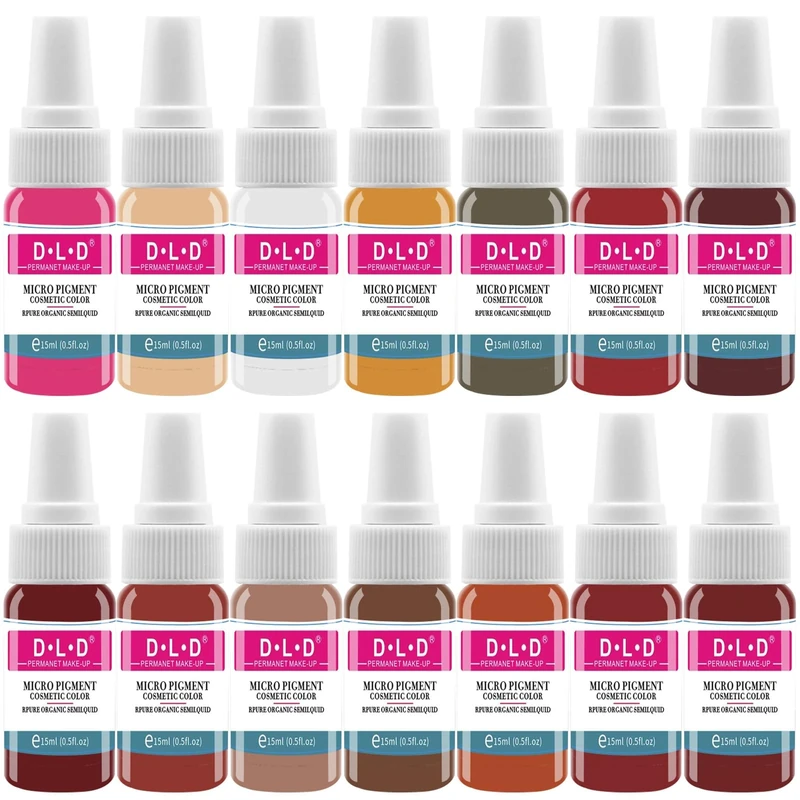 DLD Tattoo Embroidery Lip Color Art Vivid Ink Enhancement Lip Color Eternal Lip Makeup Bright Advanced Red Lip Series 14 Bottle Micro Blade Beauty Set