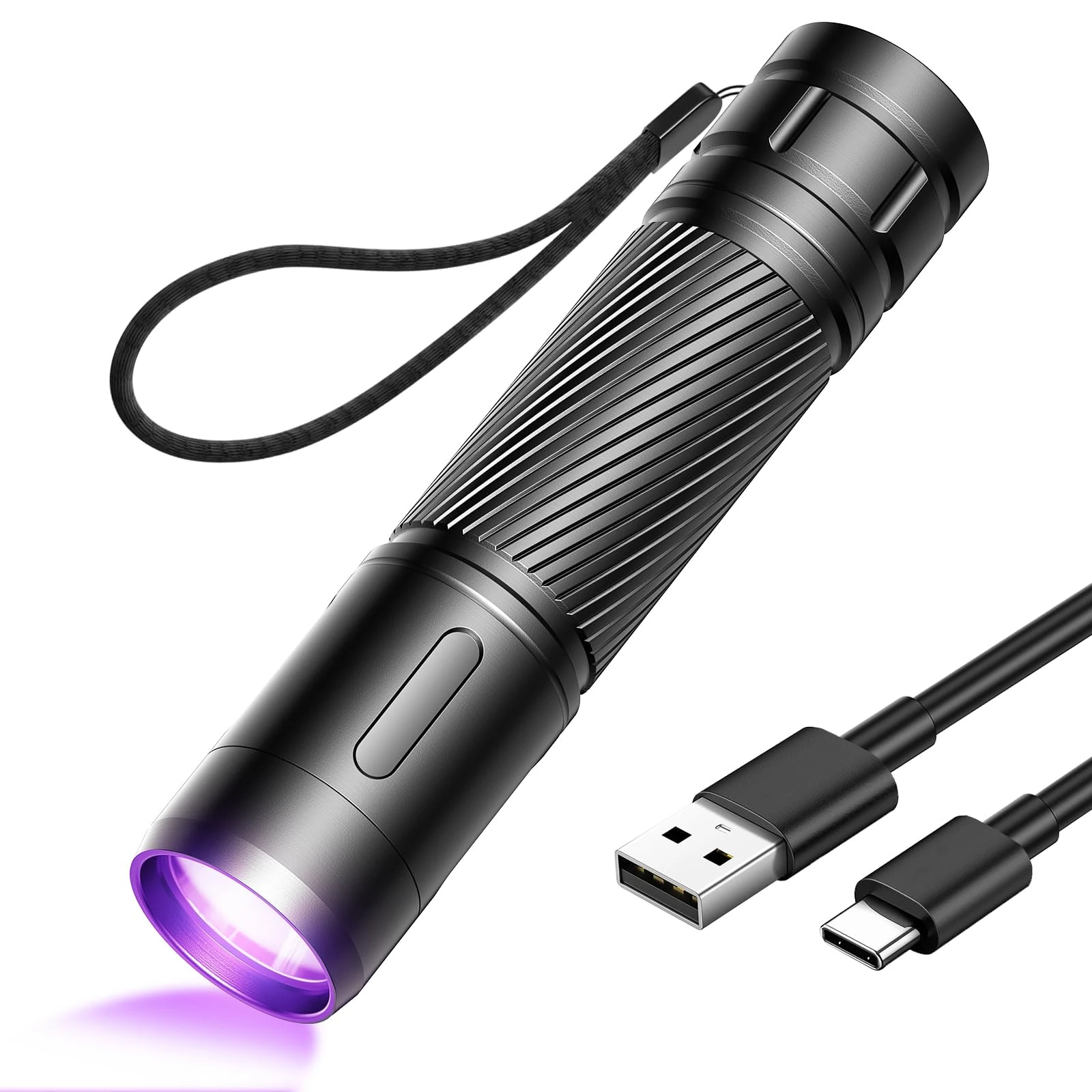 GEARLITE UV Torch Rechargeable Ultraviolet Flashlight, Mini UV Light Torch with 395nm, Portable Black Light Detector for Pet Urine, Stain, Bed Bugs