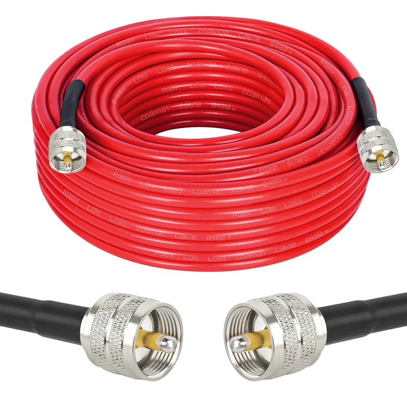 MOOKEERF RG8X Coaxial Cable 100ft,CB Coax Cable,UHF PL259 Male to Male Low Loss CB Antenna Cable 50 Ohm for HAM Radio,Antenna Analyzer,Dummy Load,SWR Meter
