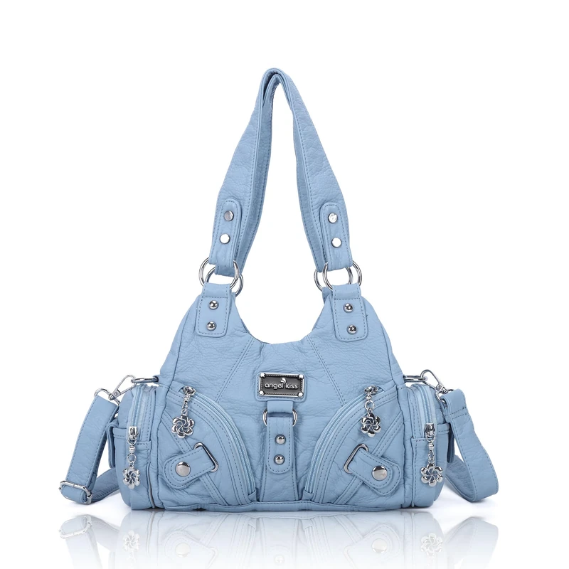 Angel Kiss Small Hobo Bags for Women Multi Pockets Purses Long Strap Handbags Adjustable Shoulder Bags for Everdayuse, Sky Blue