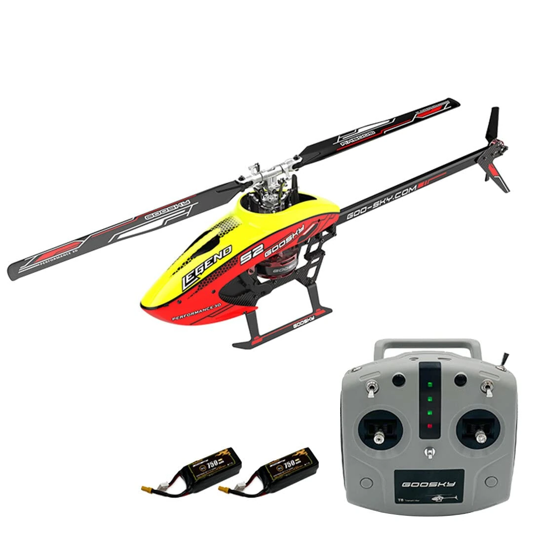 LUGEZ RC Helicopter Model, GOOSKY S2 6CH 3D Aerobatic Dual Brushless Direct Drive Motor RC Helicopter Model, Adult Kids Toys (Red Yellow/RTF Version/MODE1 Right-hand Flight Control)