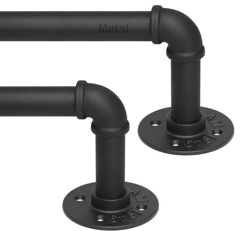 Refrze 2 Pack Curtain Rods for Windows 72 to 144 Inch, Industrial Curtain Rods Wrap Around, Heavy Duty for Bedroom & Outdoor, 72-144", "Black Curtain rod