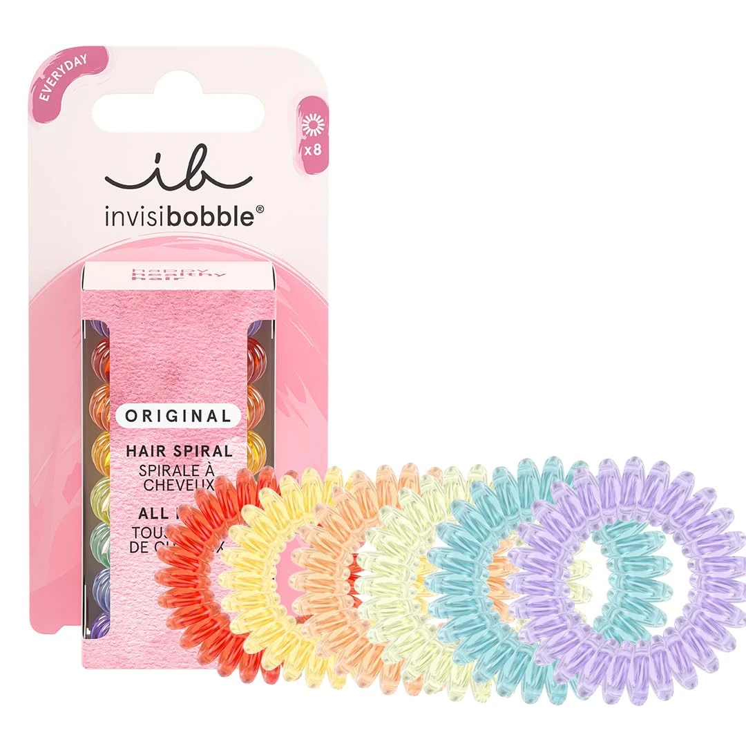 Invisibobble Original Chouchou Rainbow Vibes | Very Gentle for Hair | Against Brittle Hair and Split Ends | Fingerprint Free | 8 Pieces