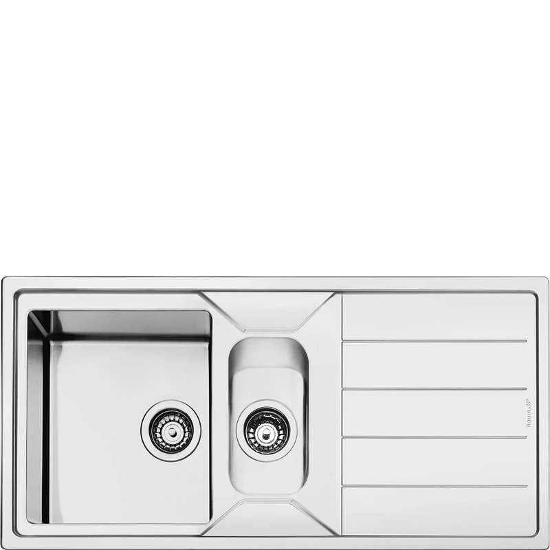 Kitchen Sink Made of Stainless Steel with Single and a Half Bowl from Smeg Mira - Stainless Steel - LDR102-2