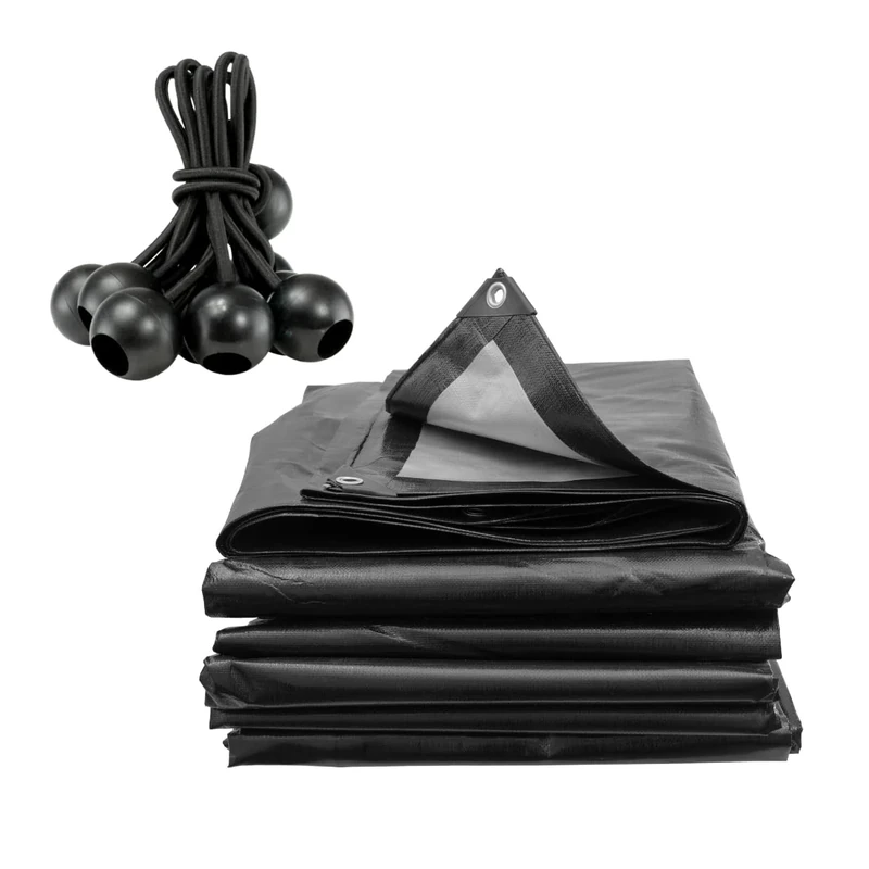Tarpaulin Extra Heavy Duty Waterproof Cover Tarp Ground Sheet Mesh 250GSM + 6 Free Bungee (8m x 10m)