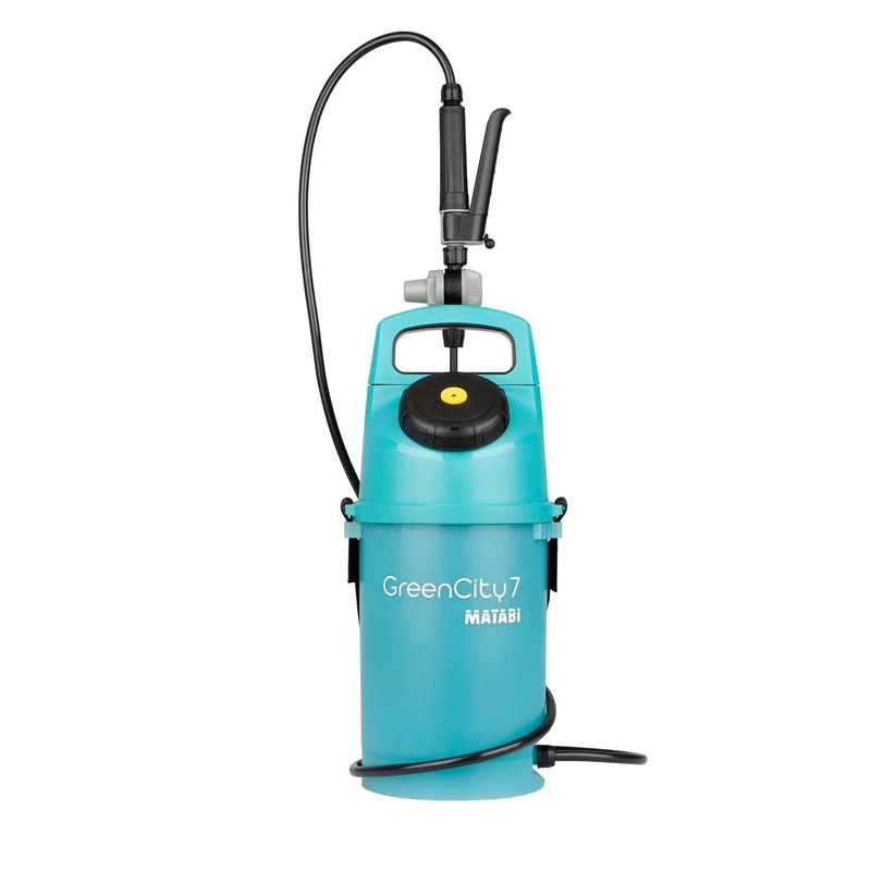 GreenCity 7 Litre Sprayer - 5L - 1.8m Hose - Safety Valve - Interchangeable Nozzles - Weedkiller and incesticide apllicator - Ideal for Terraces, allotment and Gardens - Made in Europe