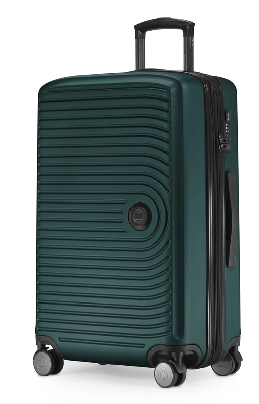 HAUPTSTADTKOFFER Mitte - Medium-Sized Hard-Shell Suitcase, TSA, 4 Wheels, Check-In Luggage with 8 cm Volume Expansion, 68 cm, 88 L, Forest Green