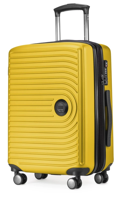 Hauptstadtkoffer - MITTE - Hand Luggage 55x40x23 cm, Cabin Trolley with Extension, TSA, 4 Double Wheels, 55 cm, 55 liters, Yellow