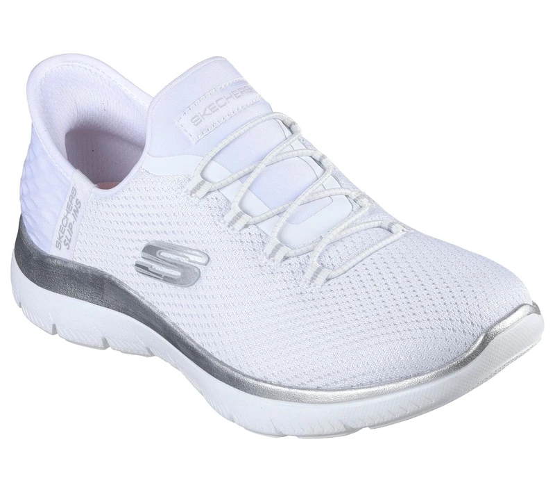 Skechers Women's Summits Diamond Dream Trainers, White Mesh/Silver Trim, 8 UK