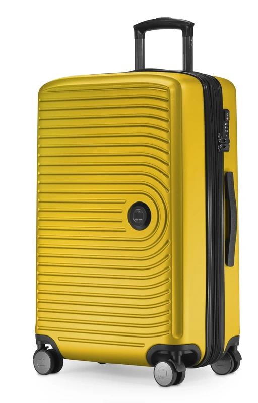 HAUPTSTADTKOFFER Mitte - Medium-Sized Hard-Shell Suitcase, TSA, 4 Wheels, Check-In Luggage with 8 cm Volume Expansion, 68 cm, 88 L, Yellow