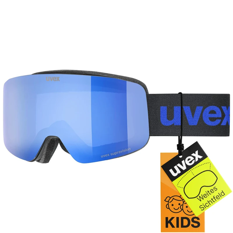 uvex Unisex-Kids, pwdr FM ski goggles, black matt/blue-clear, one size