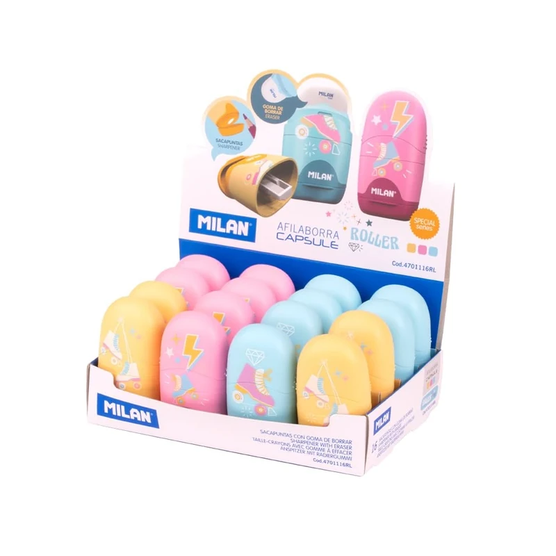 MILAN® Display Box 16 sharpeners Capsule Special Series Roller