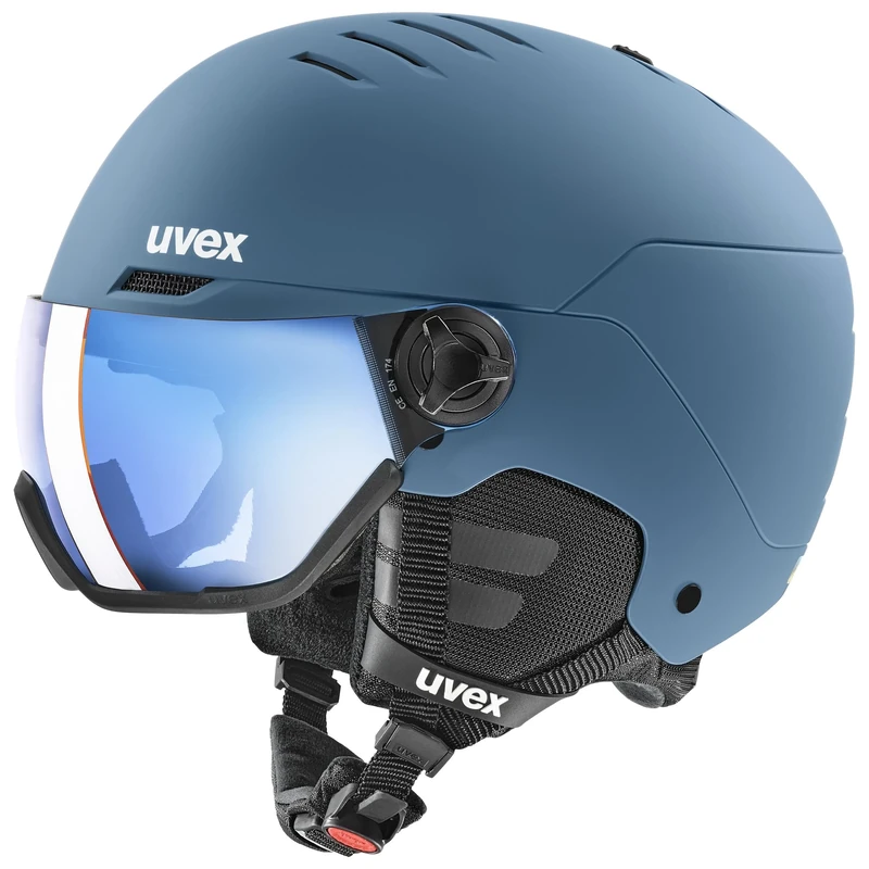 uvex Unisex-Adult, wanted visor ski helmet, stone blue matt, 59-61 cm
