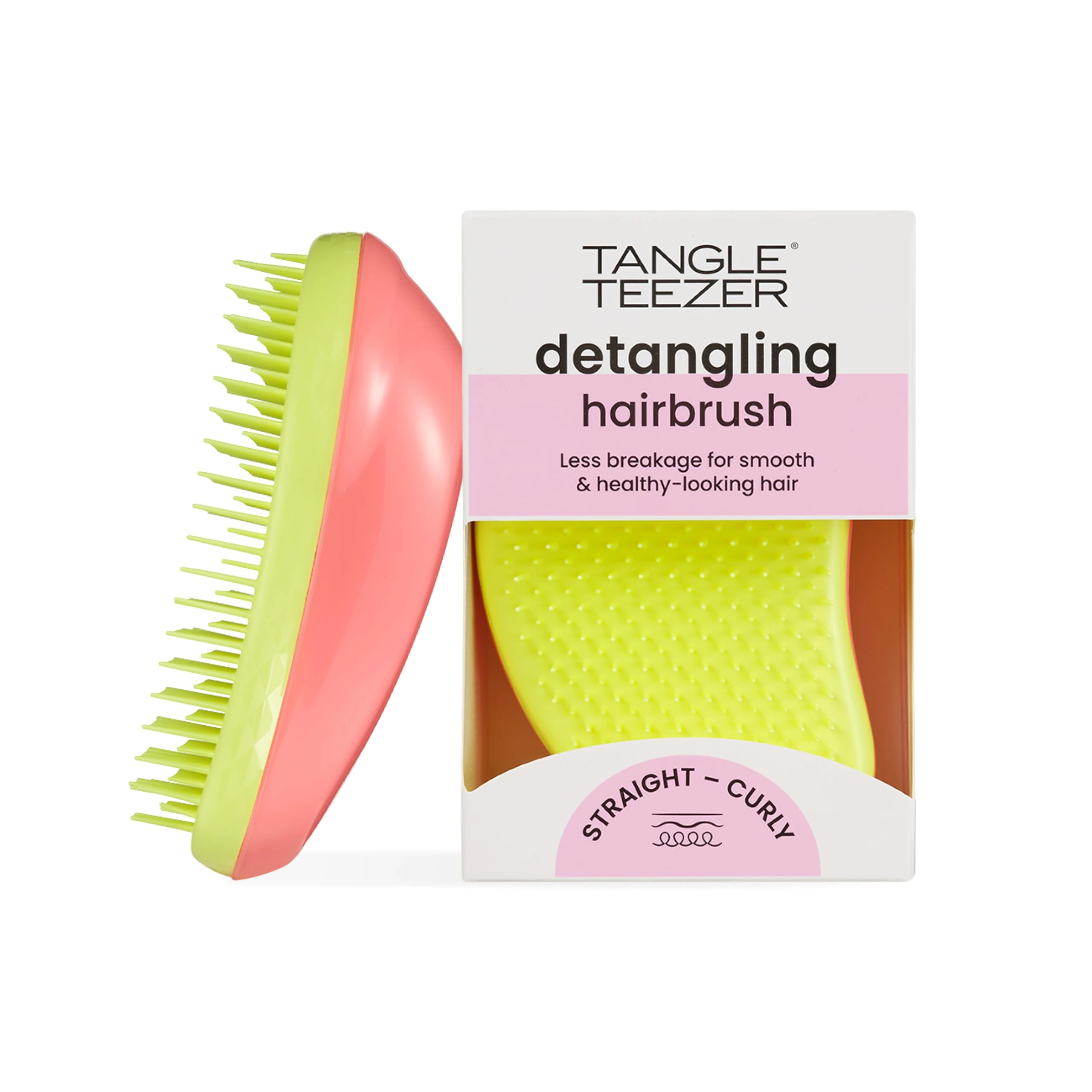 Tangle Teezer | The Original Detangling Hairbrush | Perfect for Wet & Dry Hair | Two-Tiered Teeth & Palm-Friendly Design | For Glossy, Frizz-Free Locks | Salmon Pink & Hyper Yellow