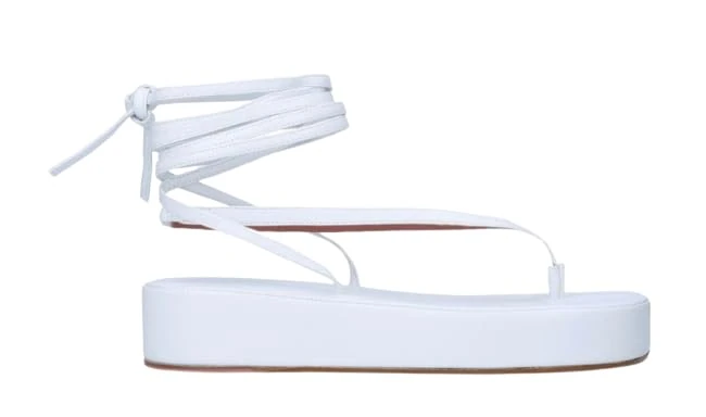 Amina Muaddi Pre-loved Jamie White Leather Platform Sandal