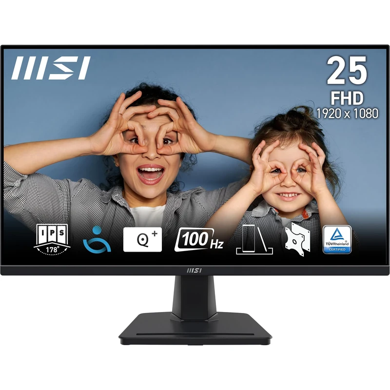 MSI PRO MP252 24.5 Inch Full HD Office Monitor - 1920 x 1080 IPS Panel, 100 Hz, Eye-Friendly Screen, Built-in Speakers, Tilt-Adjustable - HDM 2.0b, DisplayPort 1.4a