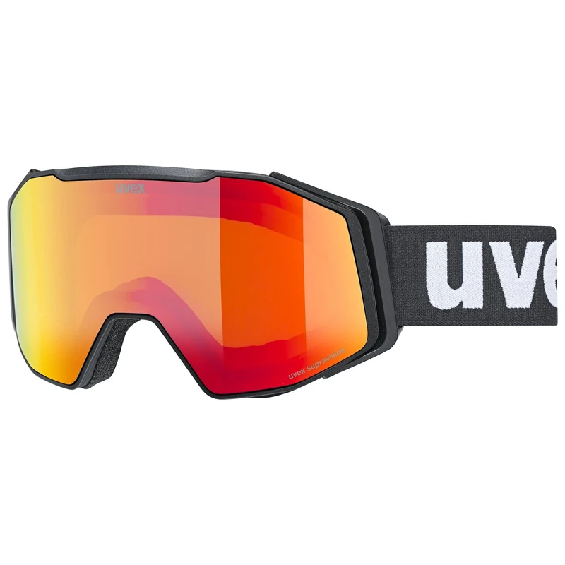 uvex Unisex-Adult, gravity FM ski goggles, black matt/red clear, one size