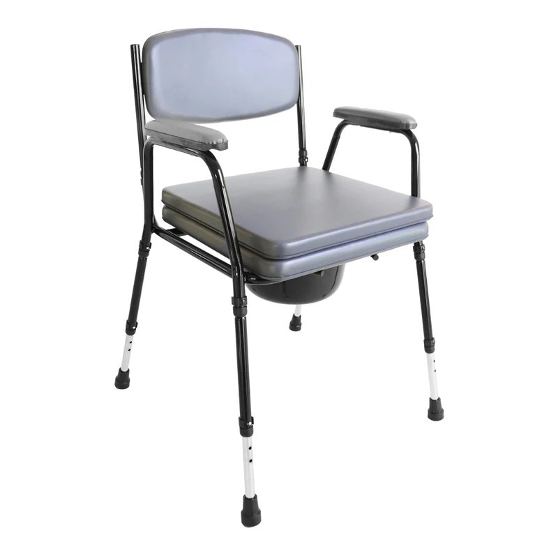PEPE Mobility Commode Toilet Chair Padded for Bedroom, Bedside with Bucket, Disabled and Elderly Seat Frame, Chamber Pot Adults