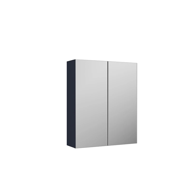nuie OFF2917 Arno Modern Bathroom Wall Hung 2 Soft Close Door Mirror Cabinet Unit, 600mm, Satin Midnight Blue