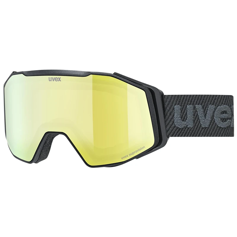 uvex Unisex-Adult, gravity FM ski goggles, black matt/yellow-orange, one size