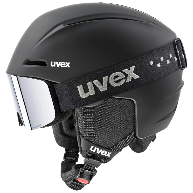 uvex Unisex-Kids, viti set ski helmet & ski goggles, black matt, 54-58 cm