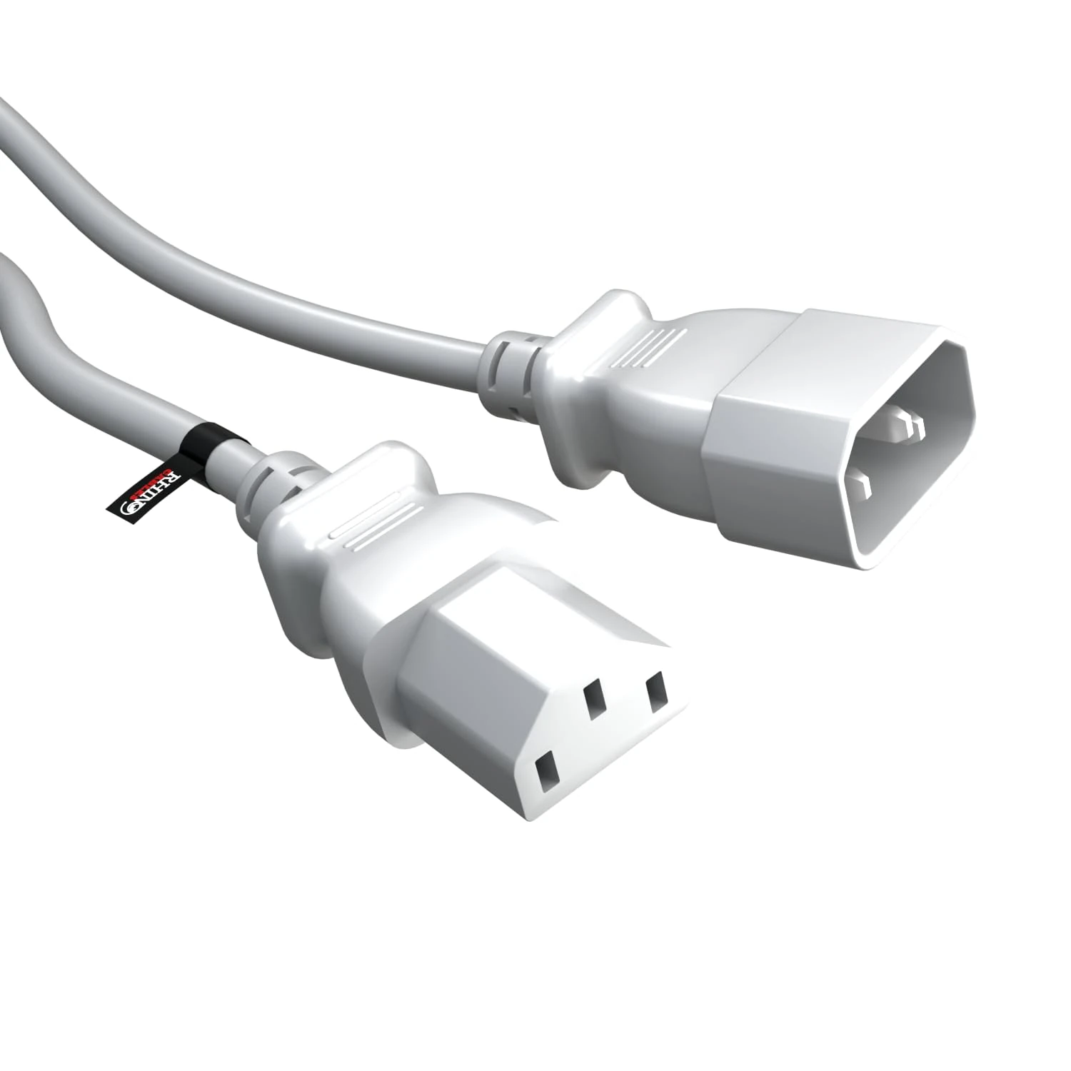 rhinocables IEC Kettle Lead Extension – 1.8m White Cord with C13 to C14 Connectors | PC Power Cable for Monitors, Computers, Printers & More | Durable Connector Lead for Plug, Home & Office Use