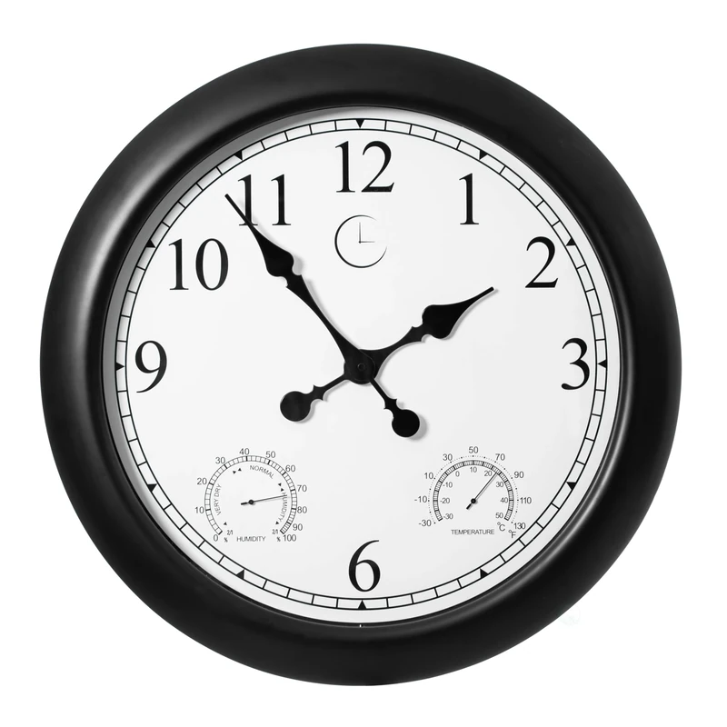 Clockswise 24-inch Large Outdoor Wall Clock Thermometer Combo, Waterproof Hygrometer Silent Battery Operated Clocks Decorative Farmhouse Decor Weatherproof Timepiece Garden Weather Master Station